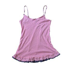 VTG L.E.I. Womens Pink Camisole Slip Mini Tank Y2K Lace Floral Size XL Dress